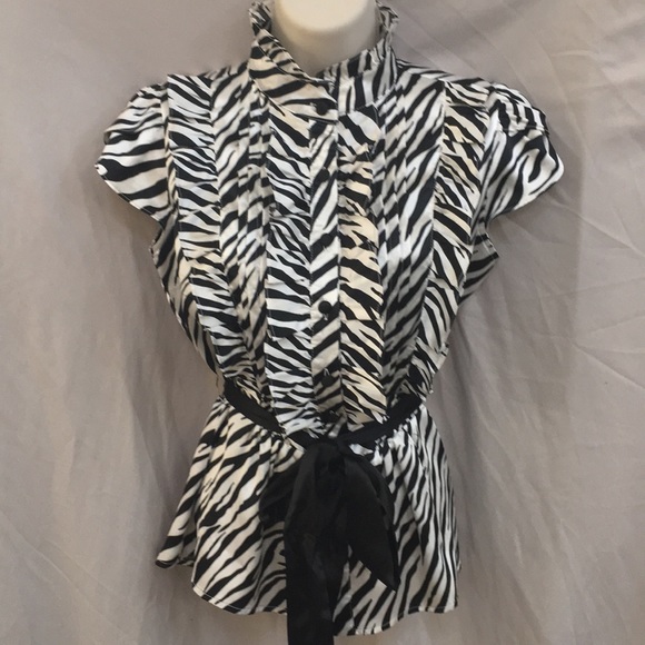 Forever 21 Tops - Sleek zebra print satin button up/by Forever 21!